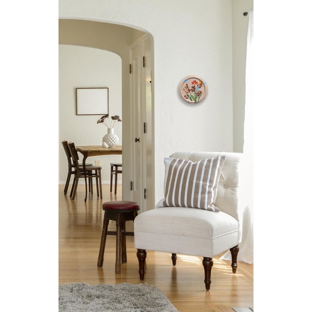 Textile A Duck Flying Above the Clouds - Floral Surrealist Art on Canvas Original Artwork by Carlos Gamez De Francisco For Sale - Image 7 of 9