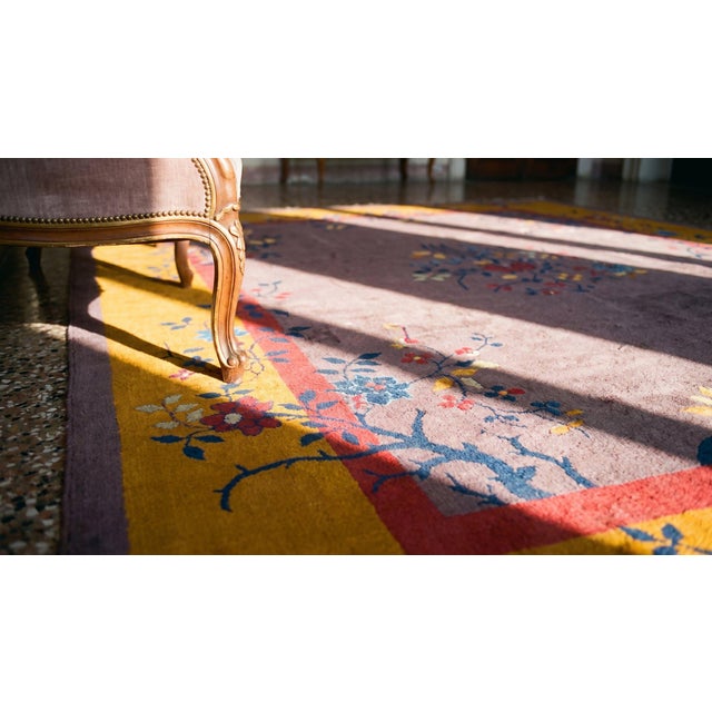 Taupe 1920s Tan Taupe Floral Modern Antique Chinese Art Deco Rug 8'2" X 9'9" Handknotted Wool Carpet For Sale - Image 8 of 9