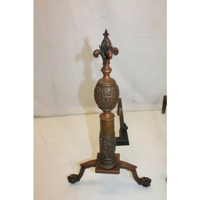 Pair of Chippendale Style Bronze Andirons, 19th Century For Sale In Philadelphia - Image 6 of 8
