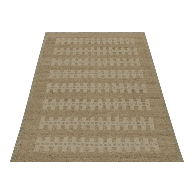 Mid-Century Modern Rug & Kilim’s Scandinavian Style Kilim Rug in Beige with Geometric Patterns - 5x7 For Sale - Image 3 of 7