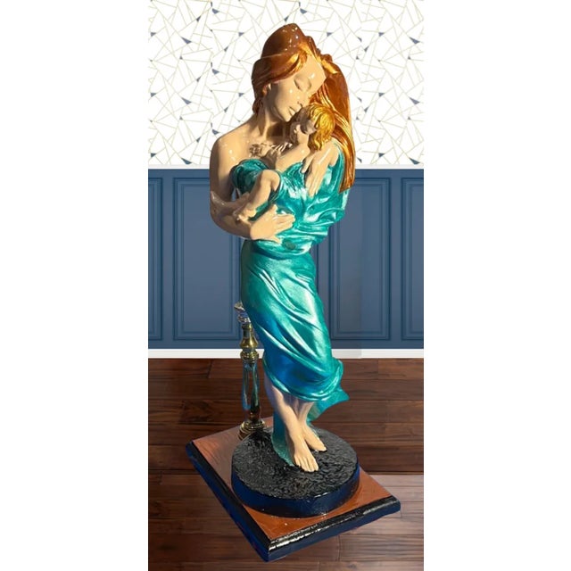 Vintage Sculptural Table Lamp: Mother and Child by Aleksander Danel For Sale - Image 9 of 12