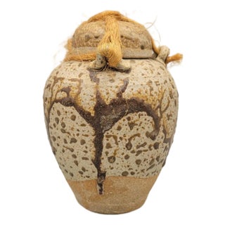 Asian Inspired Studio Pottery Stoneware Urn Ginger Jar For Sale