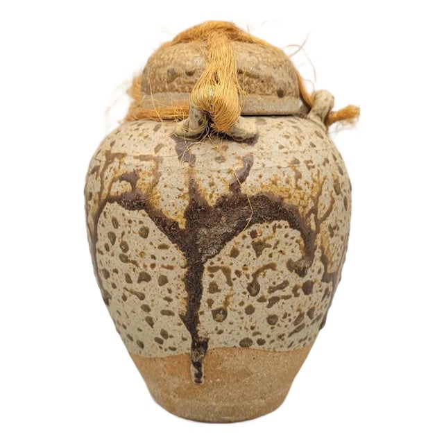Asian Inspired Studio Pottery Stoneware Urn Ginger Jar For Sale