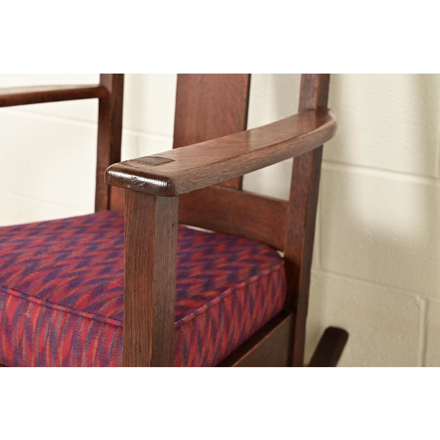 Brown Limbert Antique Mission Oak Arts & Crafts Rocking Chair, Circa 1910 For Sale - Image 8 of 12