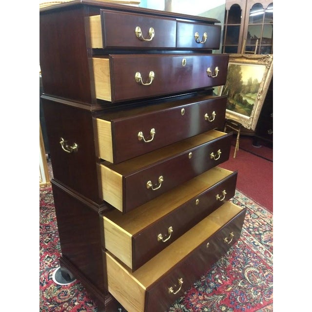 Vintage Chest on Chest, Mahogany Tall Chest of Drawers, Lexington Furniture For Sale - Image 12 of 14