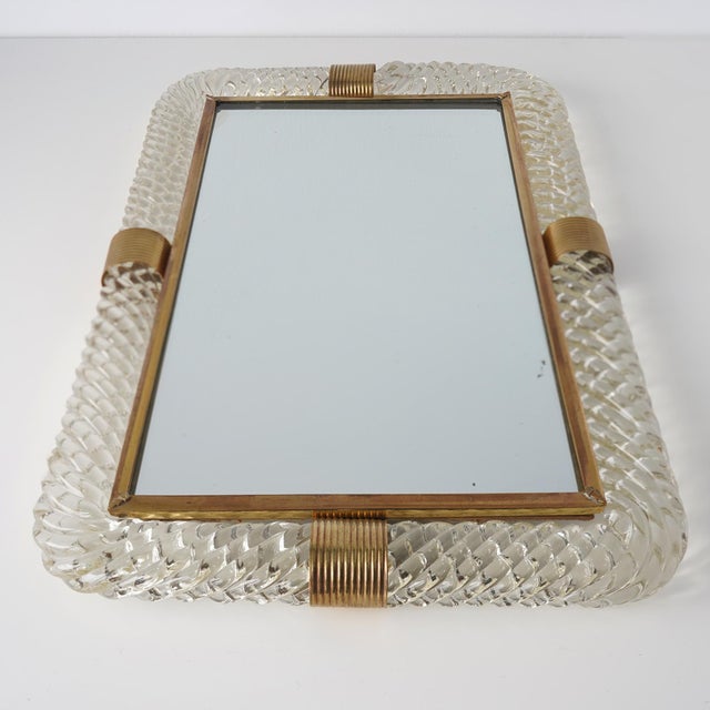 Metal Barovier & Toso Twist Murano Glass and Brass Tray For Sale - Image 7 of 11