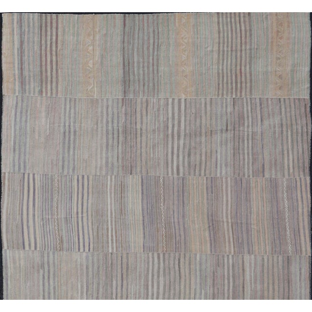 Vintage Hand Woven Turkish Paneled Kilim Vintage Rug in Earthy Tones For Sale - Image 11 of 13