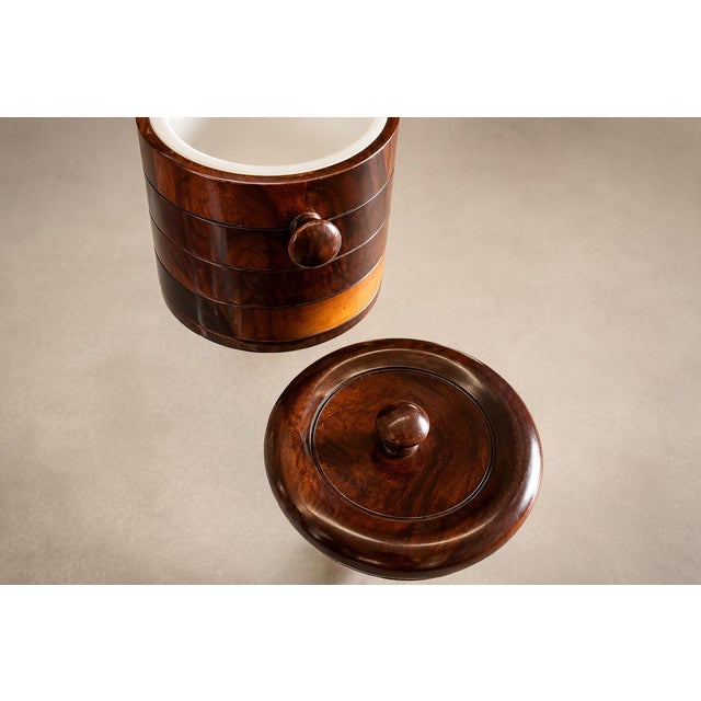 Mid-Century Modern 1960s Brazilian Modern Rosewood Ice Bucket with Sculptural Turned Handles For Sale - Image 3 of 18