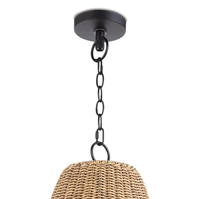 Coastal Regina Andrew Summer Scalloped Rattan Outdoor Pendant, Small For Sale - Image 3 of 8