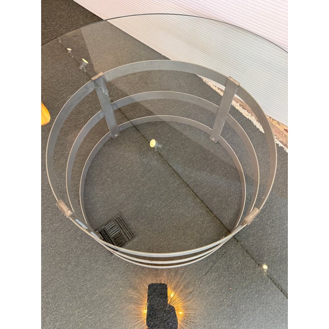 Silver Steel Drum Pedestal Coffee Table For Sale - Image 8 of 12