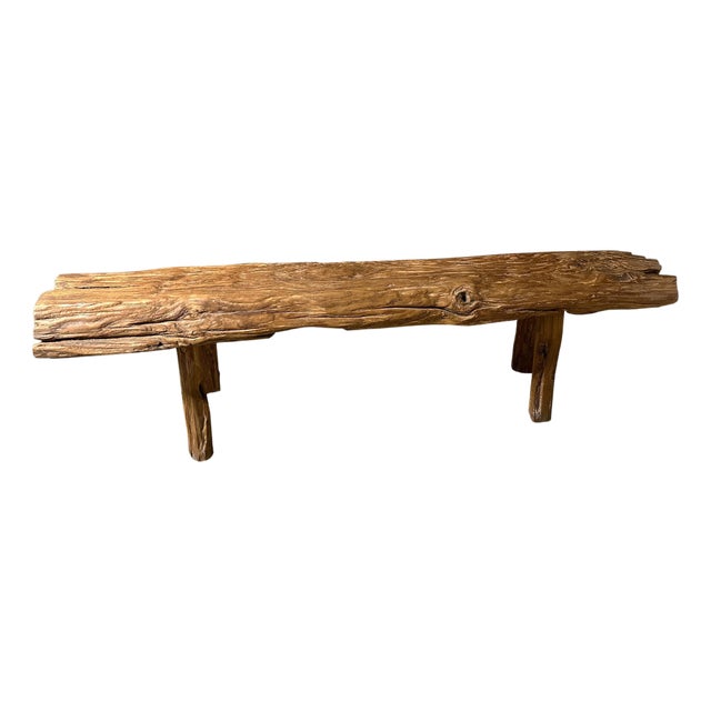 Andrianna Shamaris Teak Wood Log Style Bench For Sale