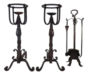 Wrought Iron Landiers Andirons