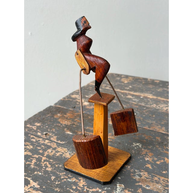 Vintage Folk Art Balancing Woman Kinetic Sculpture, Circa 1940s For Sale In New York - Image 6 of 16