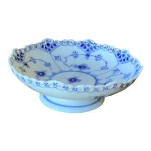 1970s Royal Copenhagen Blue Fluted Full Lace Footed Bowl 1023