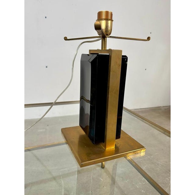 Brass and Glass Table Lamp Base, Italy, 1980s For Sale - Image 6 of 9