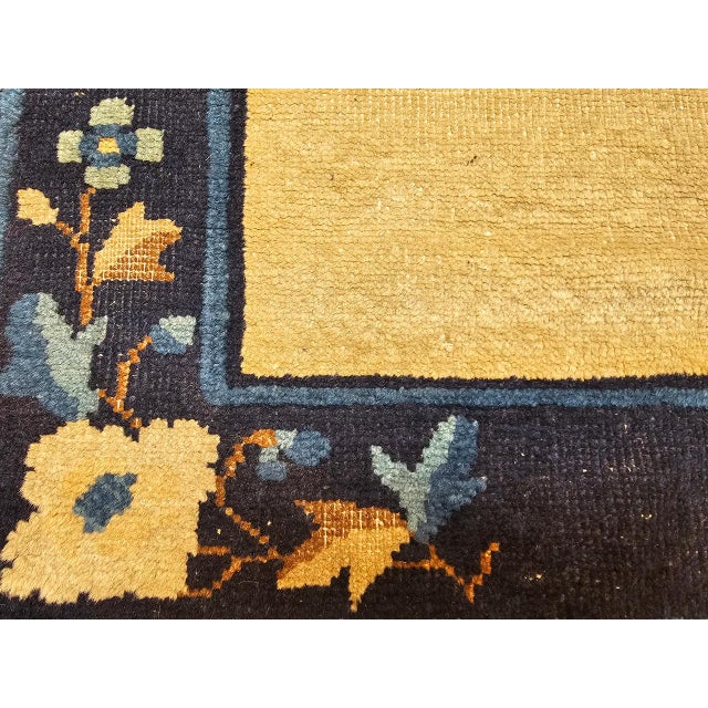 Late 19th Century Chinese Peking Rug, Hand-Knotted Wool, Tan & Navy, 3' x 5' For Sale - Image 12 of 15