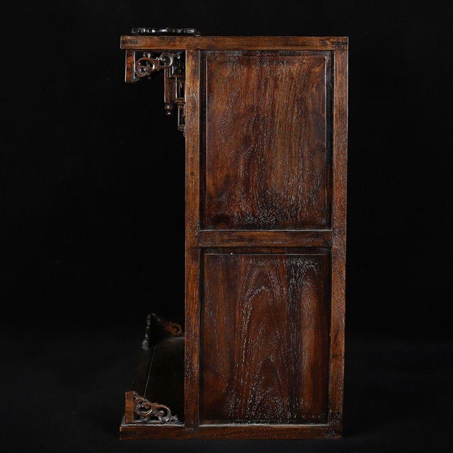 Huali Rosewood Carved Shrine Cabinet With Lotus Motif For Sale - Image 4 of 9