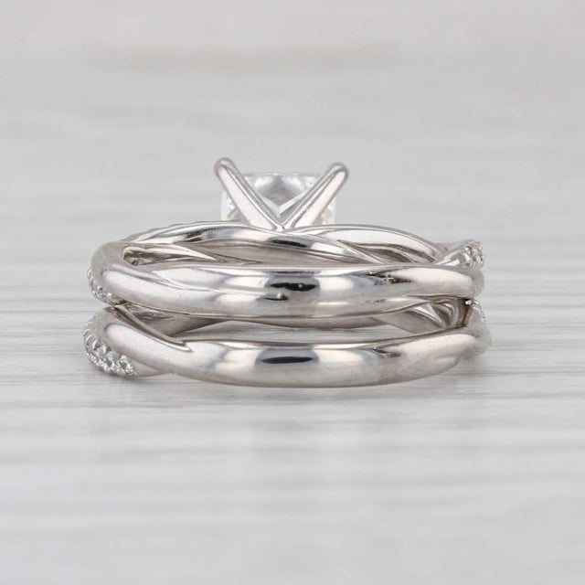 1.64ctw Diamond Engagement Ring Wedding Band Bridal Set Platinum Size 6 Gia For Sale - Image 4 of 9