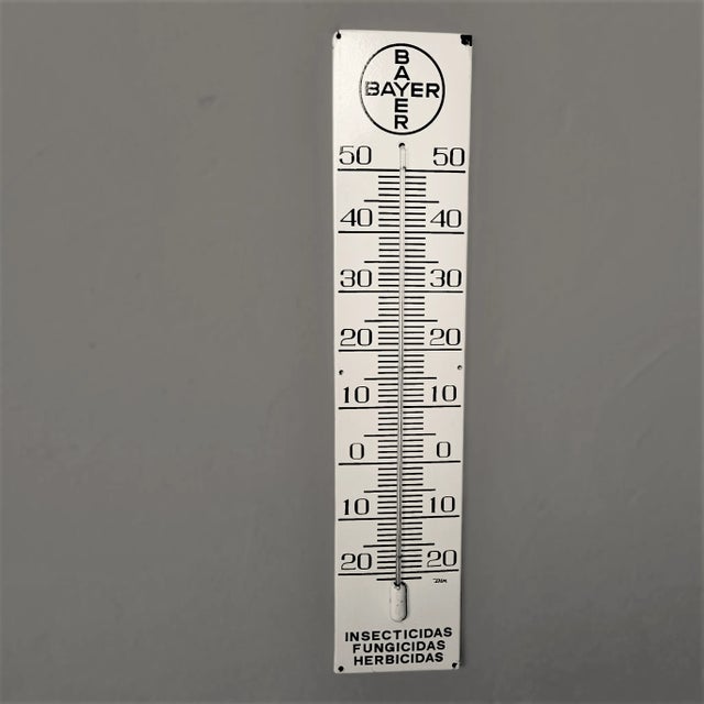 Advertising Enamel Sign Thermometer from Bayer, 1950s For Sale - Image 6 of 6