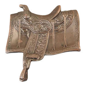 Antique Jennings Brothers Copper Western Saddle Trinket Holder Desk Art