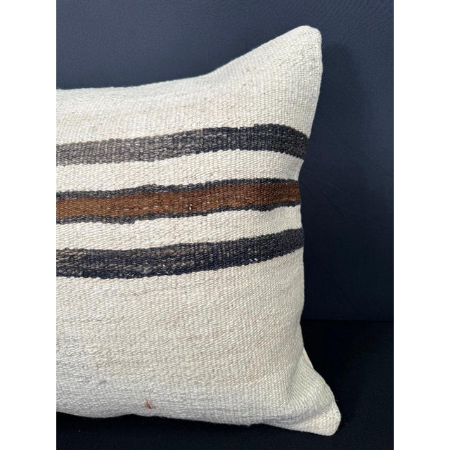 Contemporary Turkish Hemp Pillow Cushion Natural Beige Black Pillow Cushion Cover 20"x20" For Sale - Image 3 of 4