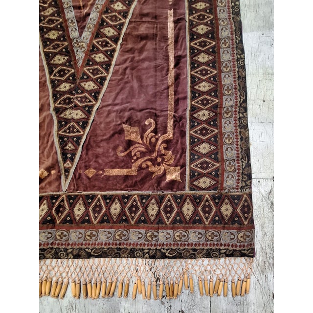 Late 20th Century Marron Velvet Fabric Textile Art For Sale - Image 4 of 7