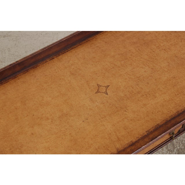 Brown Jonathan Charles Sheraton Leather Top Mahogany Desk For Sale - Image 8 of 16