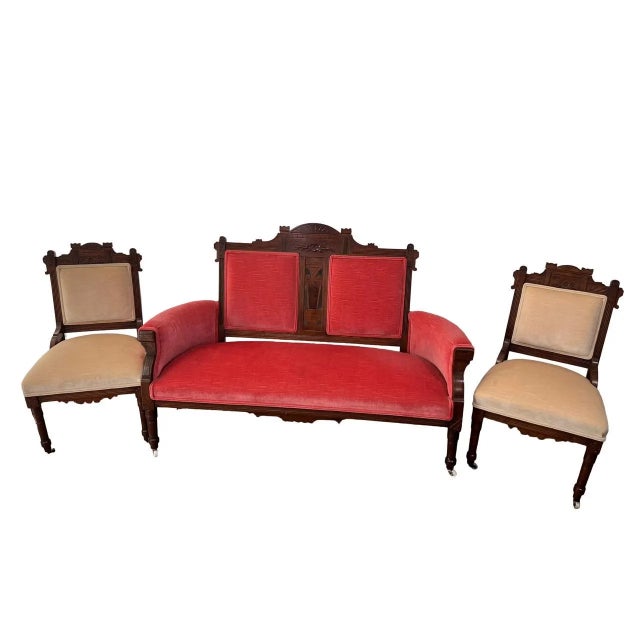 Such a gorgeous set! This antique parlor set is from the early 1900’s. It has been lovingly restored, polished, and...