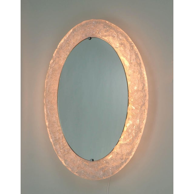 Acrylic Frame Ice Glass Decor Back Lit Wall Mirror from Erco, 1970s For Sale - Image 11 of 11