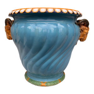 Large 19th Century Aqua Majolica Jardiniere Minton