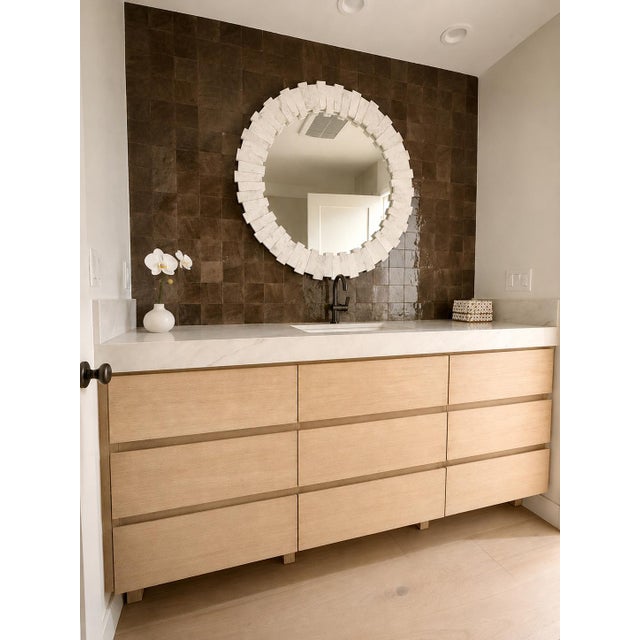 Round White Marble Step Wall Mirror For Sale - Image 9 of 9