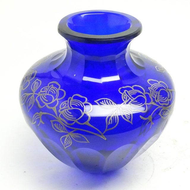Blue Polish Art Deco Vase from Josephine Glassworks, 1930s For Sale - Image 8 of 14