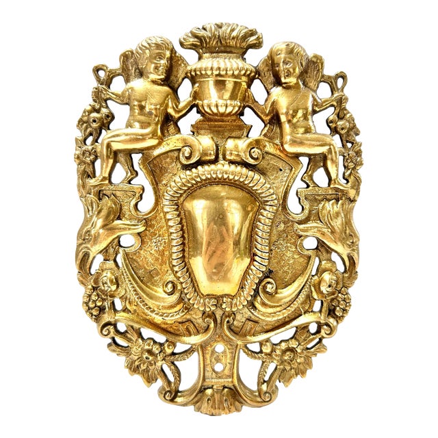 Hollywood Regency Brass Wall Plaque – Gallery Wall Decor For Sale