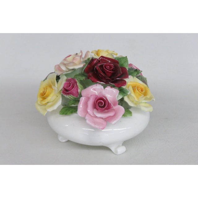 Royal Adderley Bone China Floral Basket of Roses Figurine Made in England 5054b For Sale - Image 4 of 18
