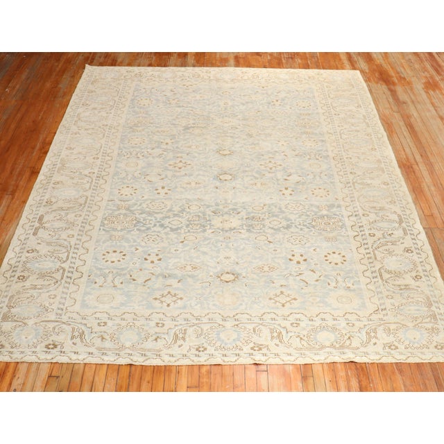Textile Early 20th Century Zabihi Collection Light Blue Persian Malayer Room Size Rug - 8'10" x 11'6" For Sale - Image 7 of 10