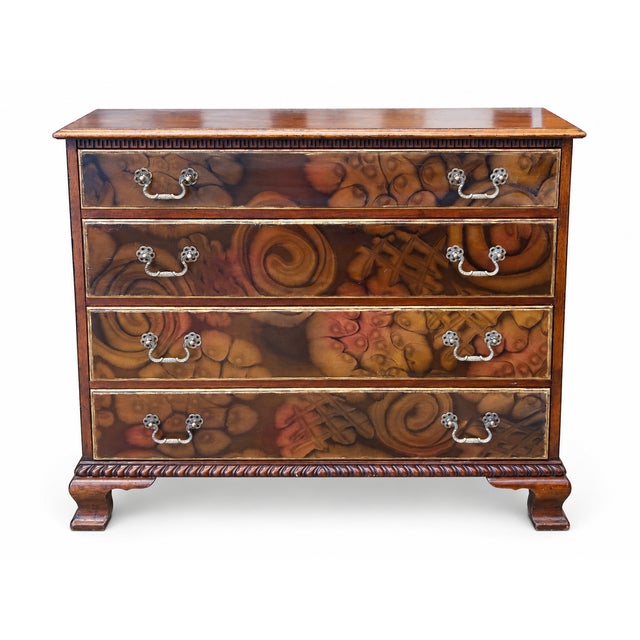 Vintage Flint & Horner Four-Drawer Chest With Silk Decoupage and Black Accents, Attributed For Sale - Image 4 of 8