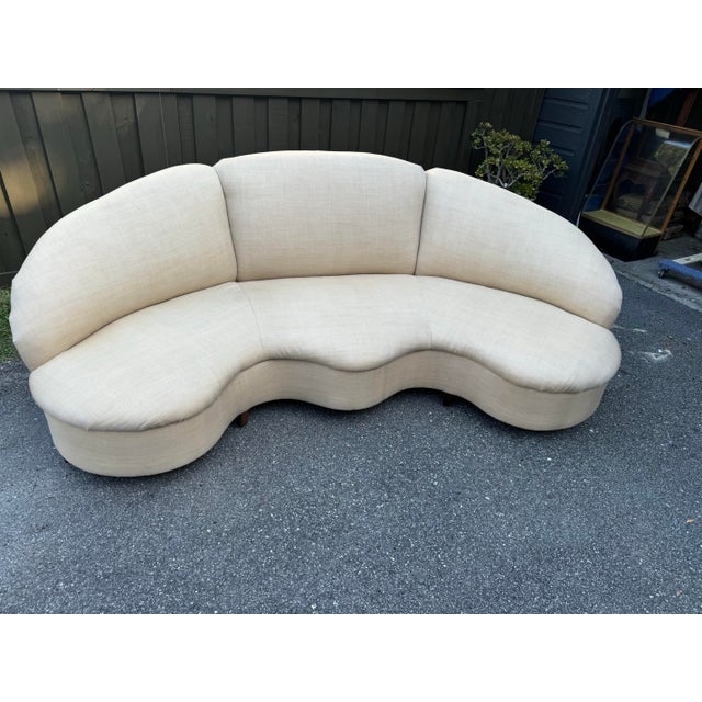 1990s Custom Made Vintage Curved Sofa For Sale - Image 4 of 4