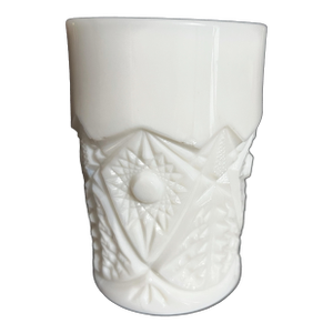 Vintage Milk Glass Tumbler: Star & Button Pressed Glass