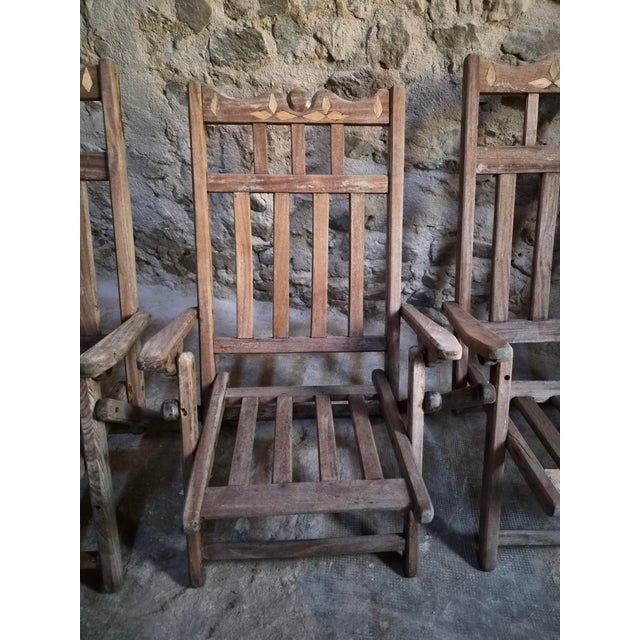 Vintage American Folding Hardwood Lounge Chairs, 1940s, Set of 6 For Sale - Image 13 of 18