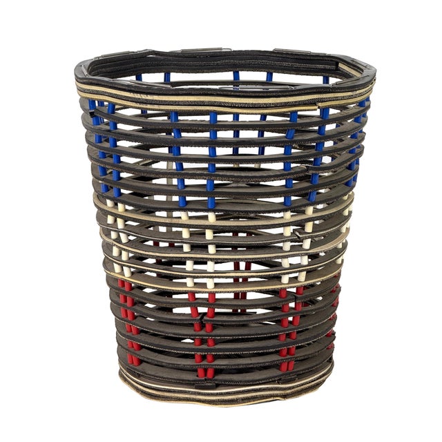 American Vintage 1970s BMX Bicycle Tire Handmade Folk Art Trash Can For Sale - Image 3 of 8