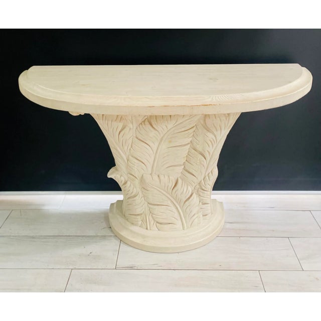 Late 20th Century Serge Roche Style Wood Carved Palm Tree Front Console Table & Mirror For Sale - Image 5 of 12