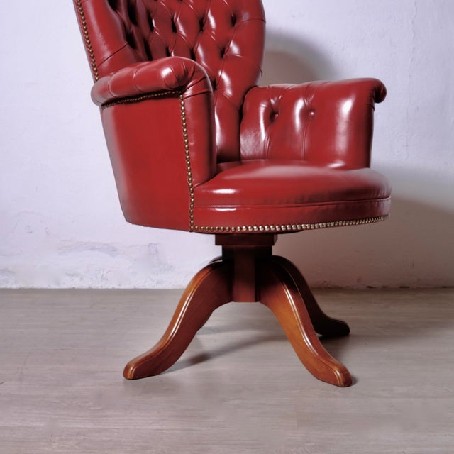Vintage Chesterfield-Style Swivel Office Chair, 1960s For Sale - Image 10 of 18