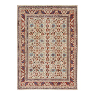 Large Sultanabad Design Rug in Ivory With Sky Blue and Brick Red 17'4 X 24'3 For Sale