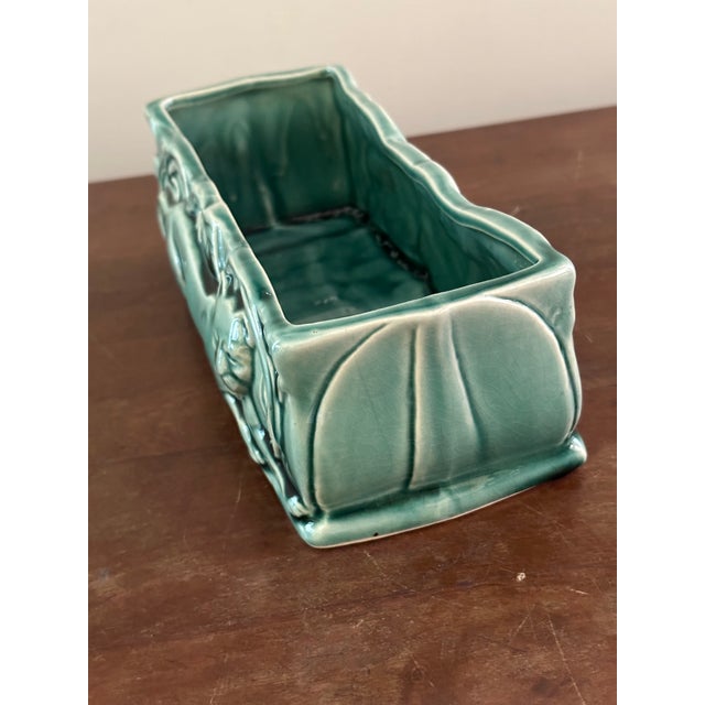 Vintage Green Panther Planter Rectangular Ceramic Console Bowl Mid Century Art Pottery For Sale - Image 4 of 8