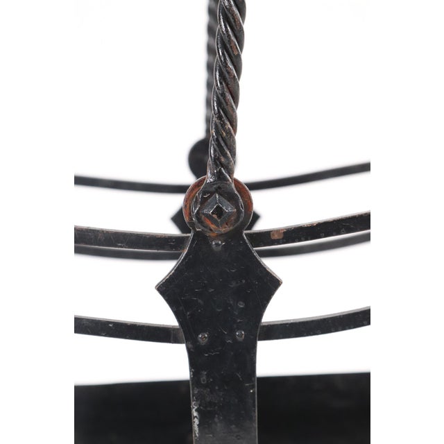 Antique Arts & Crafts Wrought Iron Fireplace Log Basket For Sale In New York - Image 6 of 7