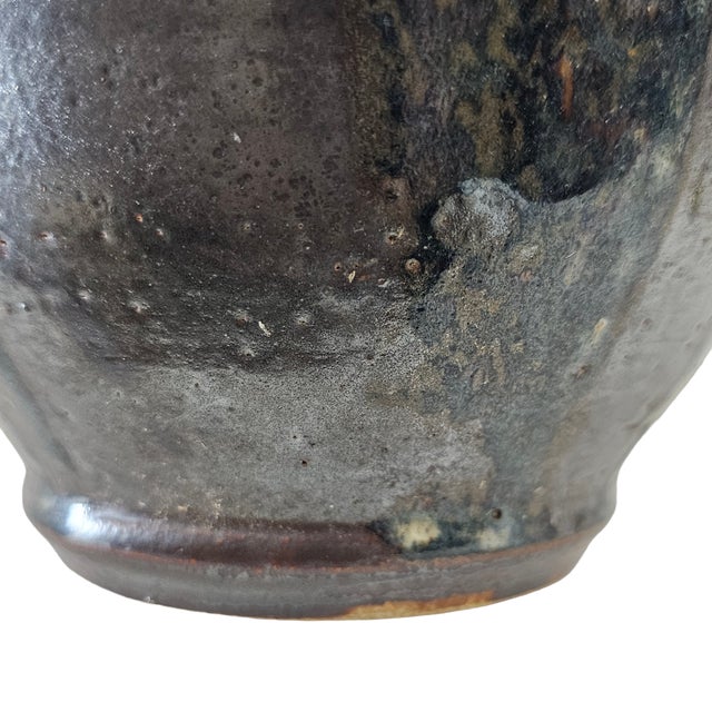Ceramic American Studio Pottery Vase With Iridescent Drip Glaze, c.1970s For Sale - Image 7 of 11