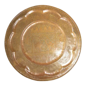 Large Moroccan Round Brass Tray Wall Decor 38 Inches Circa 1950's