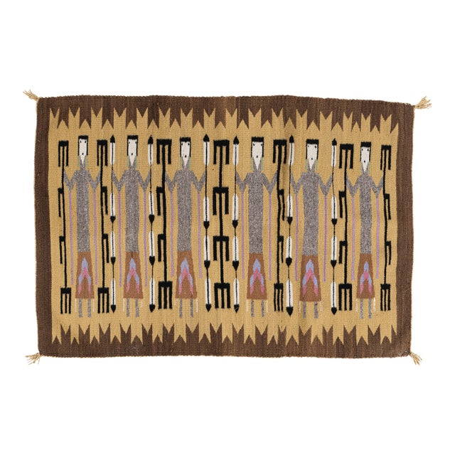 Vintage Yei Navajo Style Rug 3ft X 4ft 2in For Sale