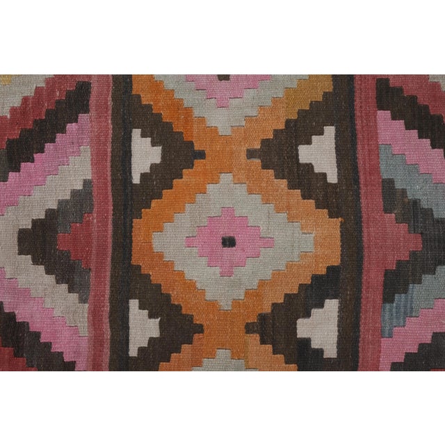 Textile 1960s Vintage Striped Turkish Kilim Runner - Stair Tread For Sale - Image 7 of 13