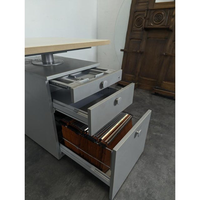 Large Vintage Blonde Desk For Sale - Image 7 of 8